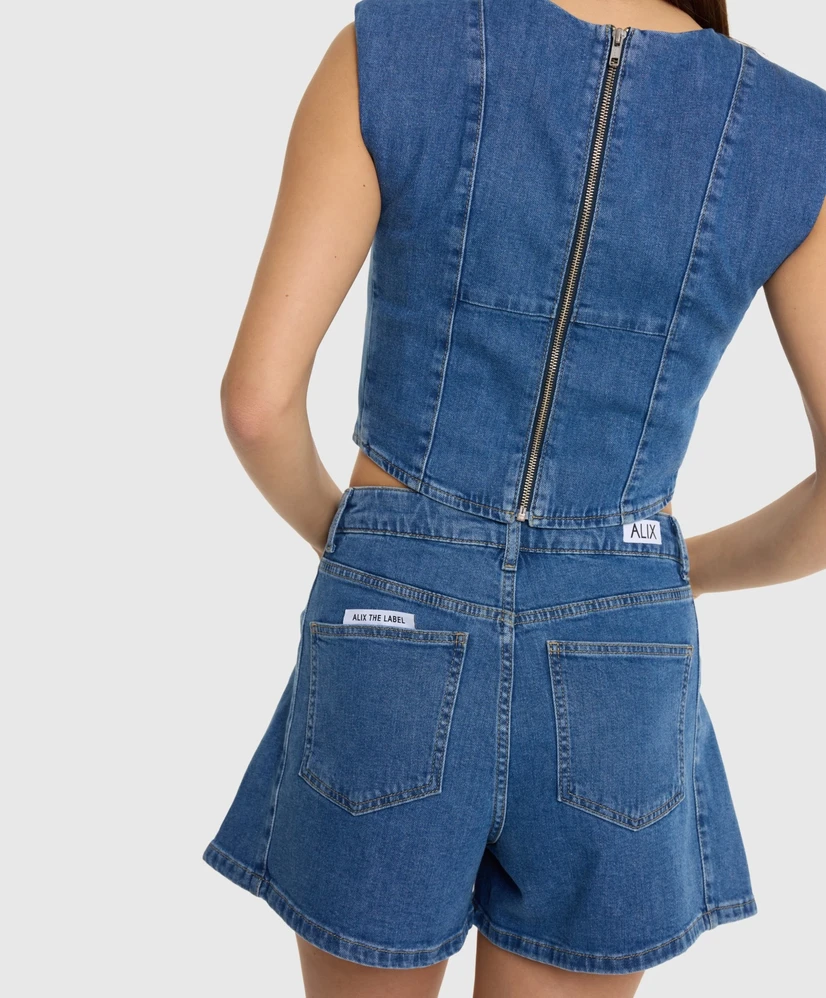 ALIX The Label Top Denim Corset