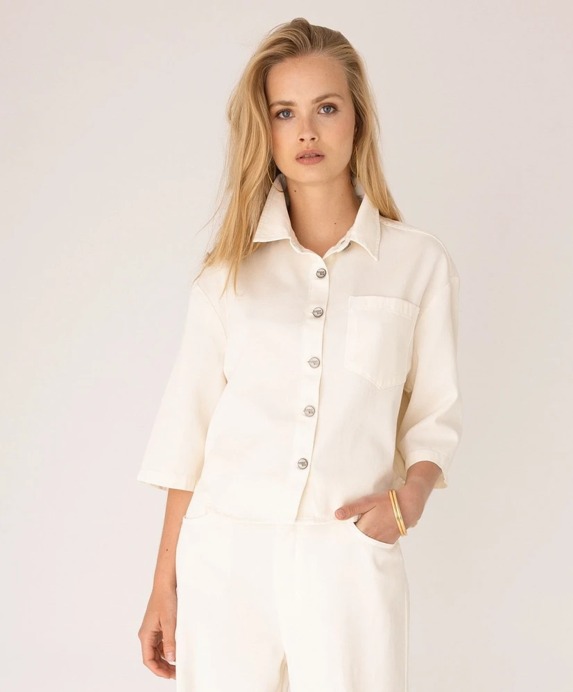 Anna Blue Blouse Cropped