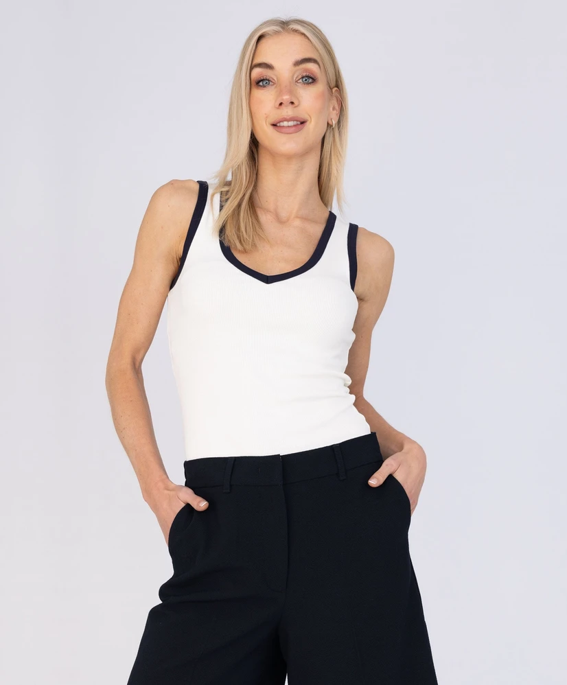 Anna Blue Top Ribby