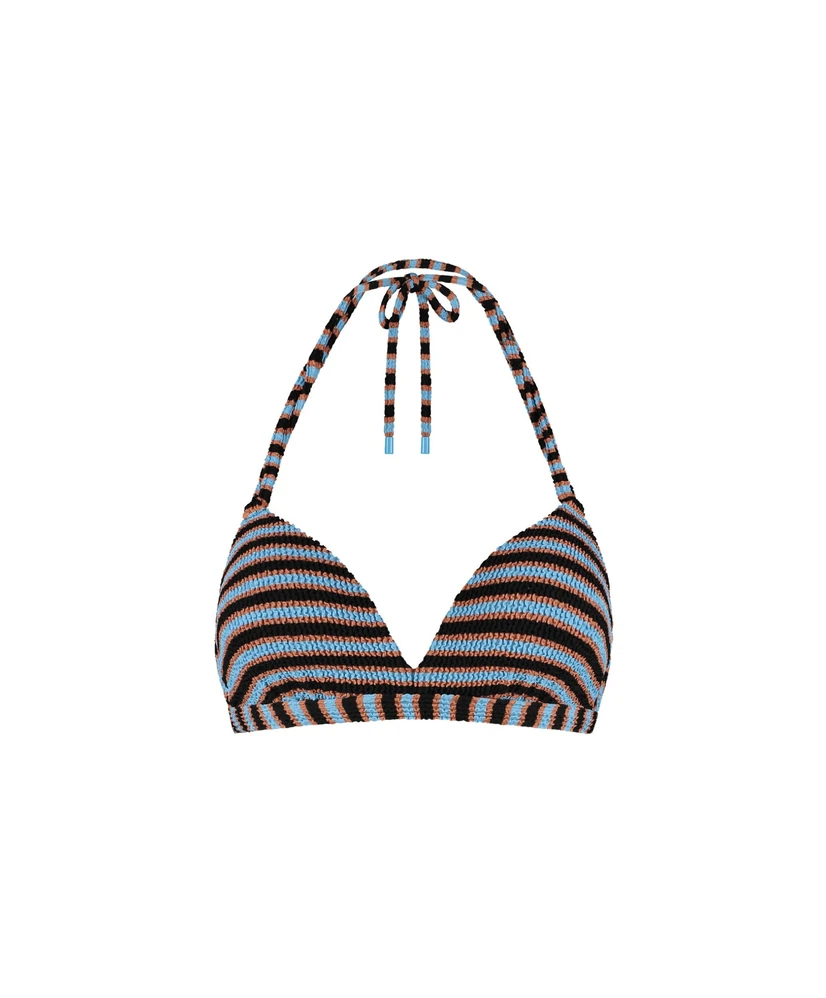 Beachlife Bikinitop Blue Ribbed Stripe