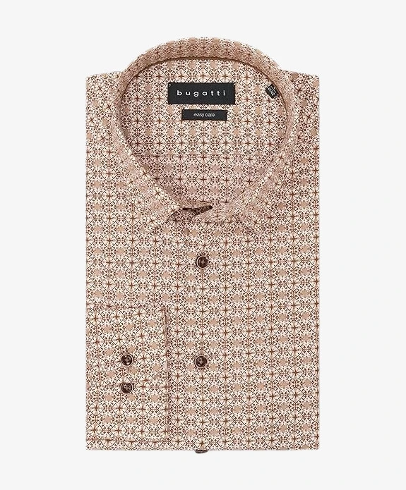 Bugatti Overhemd Allover Print Slim Modern Fit