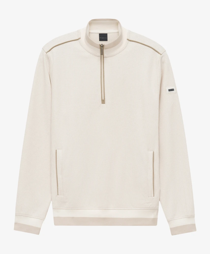 Bugatti Trui Half-Zip Gestreepte Boorden