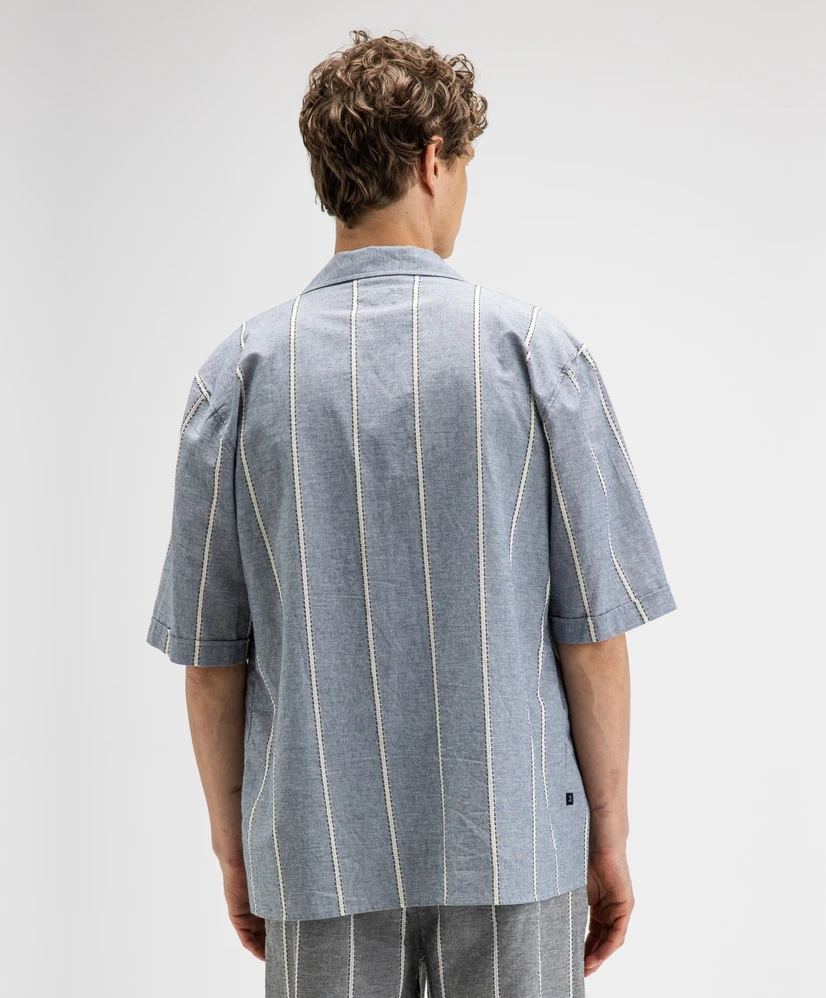 Butcher of Blue Overhemd Quinn Linen Stripe