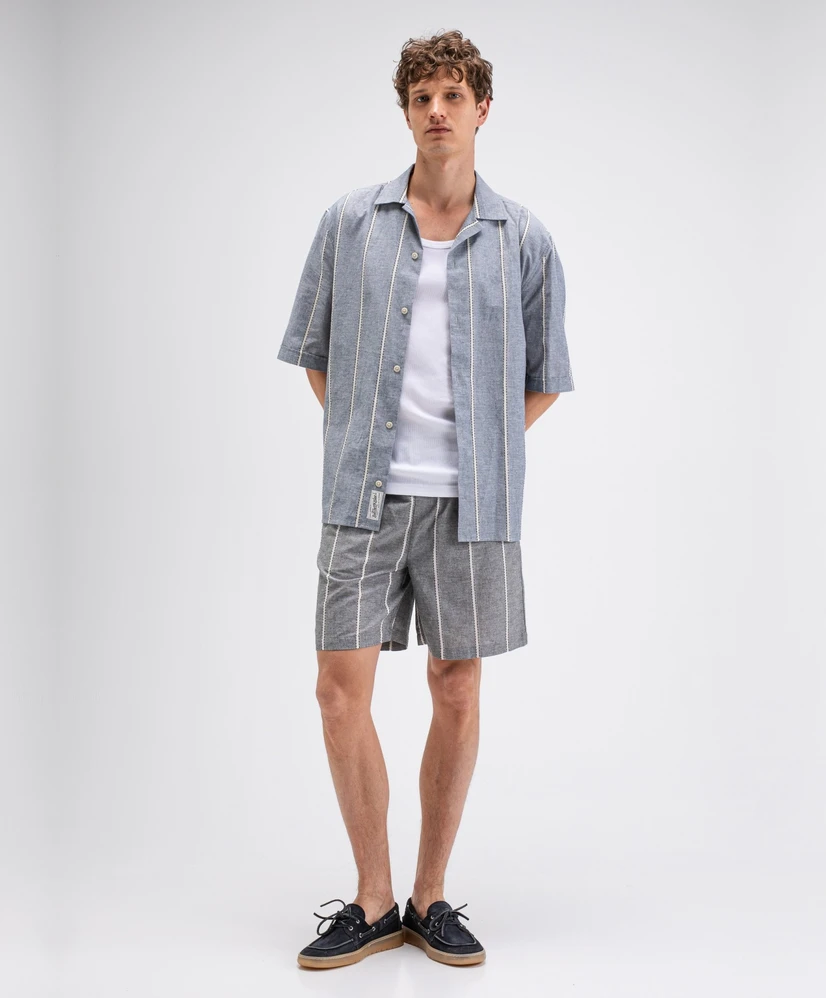 Butcher of Blue Overhemd Quinn Linen Stripe