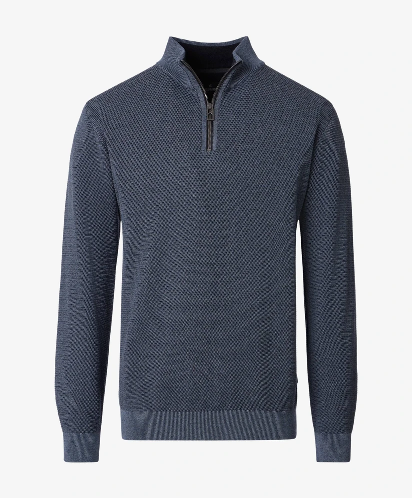 Casa Moda Trui Half Zip Troyer Effen
