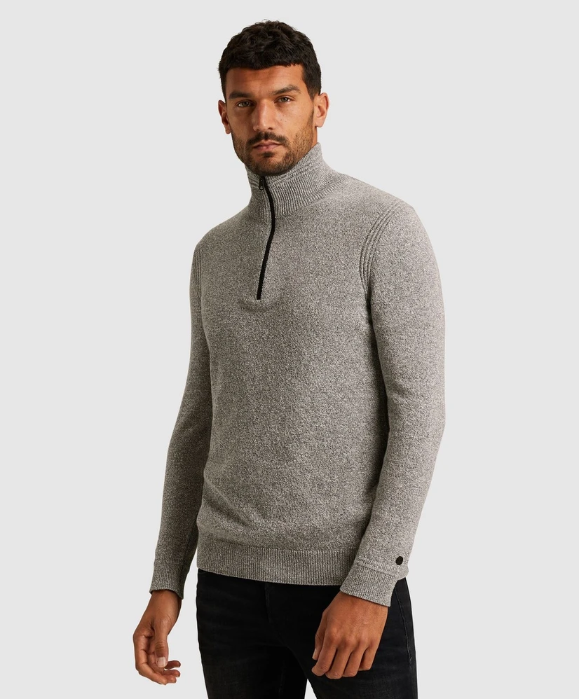 Cast Iron Half Zip Trui Gemêleerd