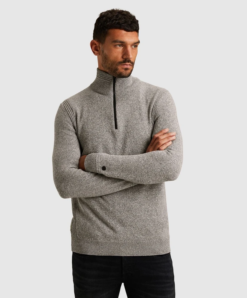 Cast Iron Half Zip Trui Gemêleerd