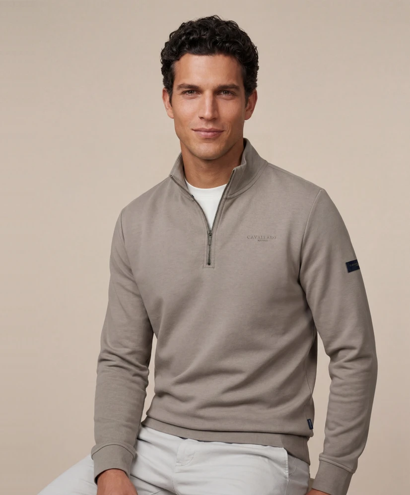 Cavallaro Napolli Half Zip Sweater Diagono