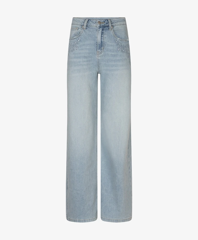 EsQualo Jeans Wide Leg Embroidery