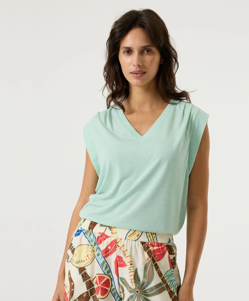 GARCIA T-shirt V-hals Effen