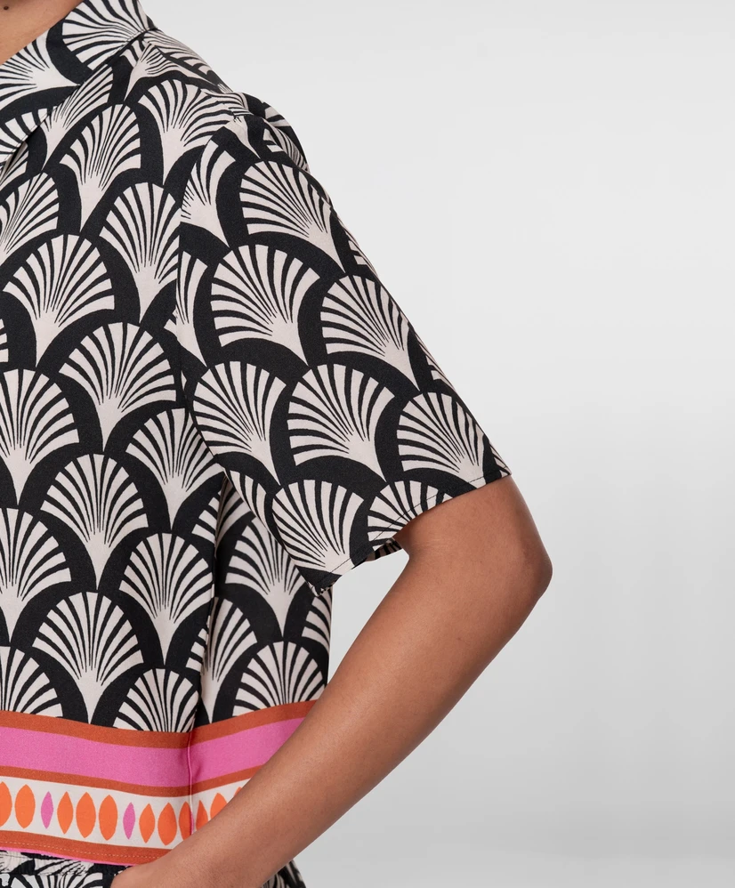 Geisha Blouse Colourblock Print