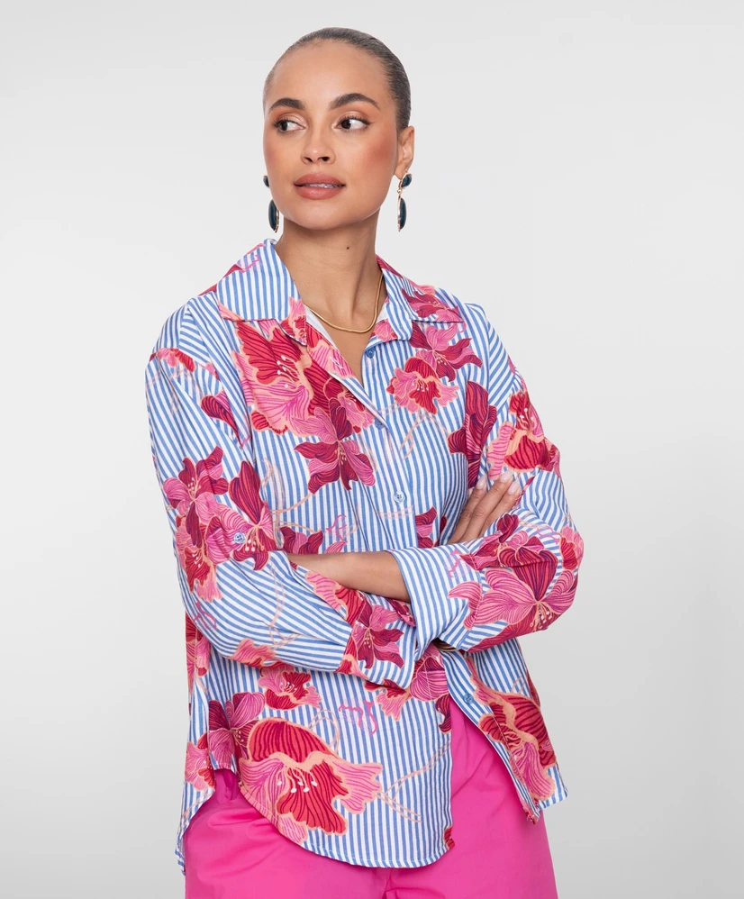 Geisha Blouse Stripe Bloemenprint
