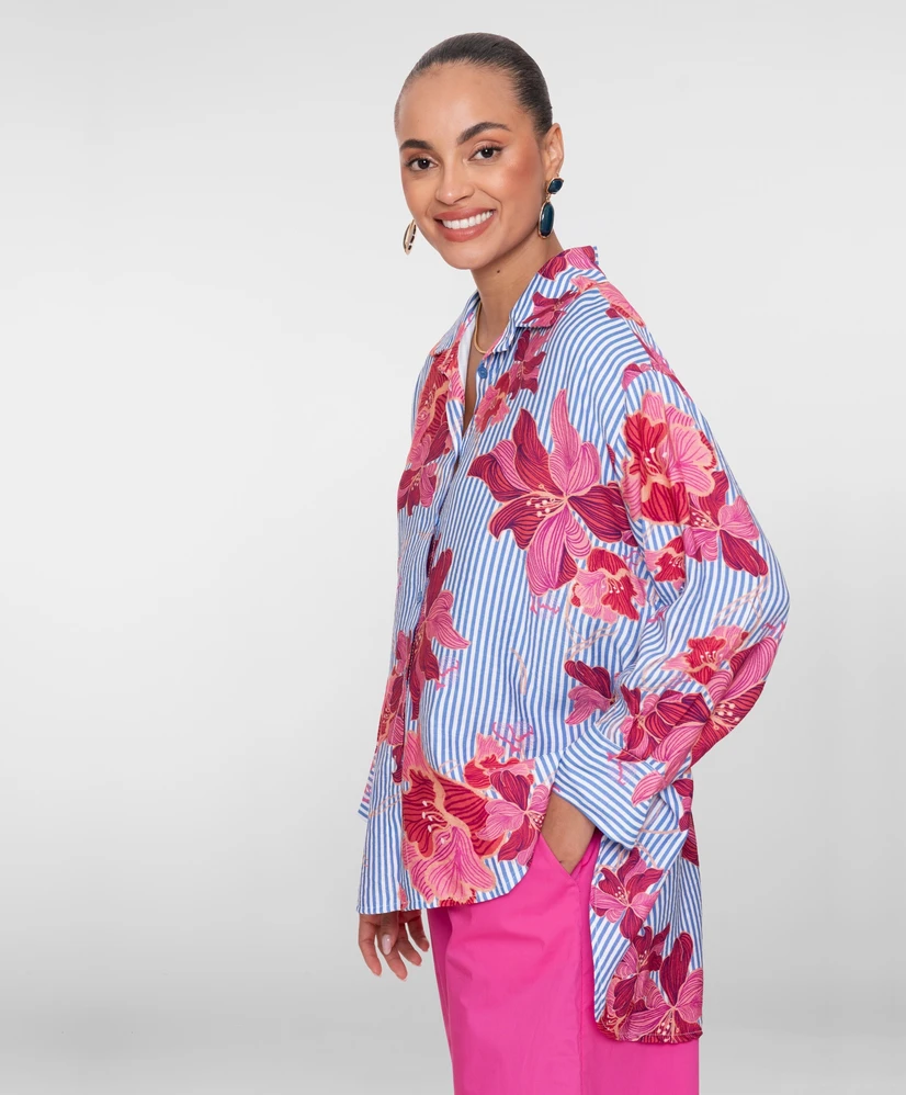 Geisha Blouse Stripe Bloemenprint