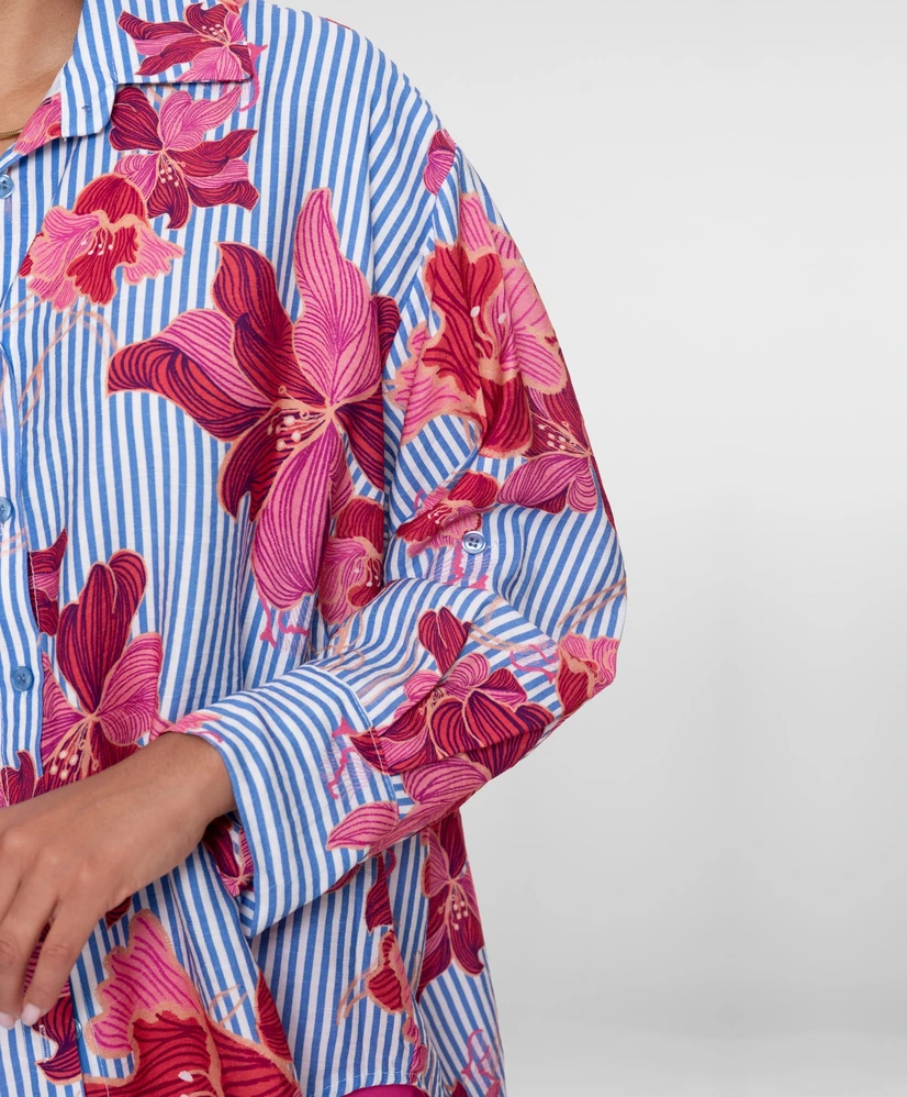 Geisha Blouse Stripe Bloemenprint