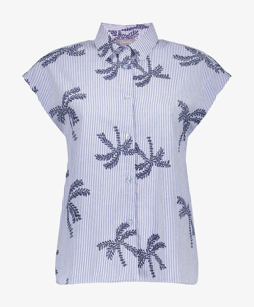 Geisha Blouse Stripe Palmbomen