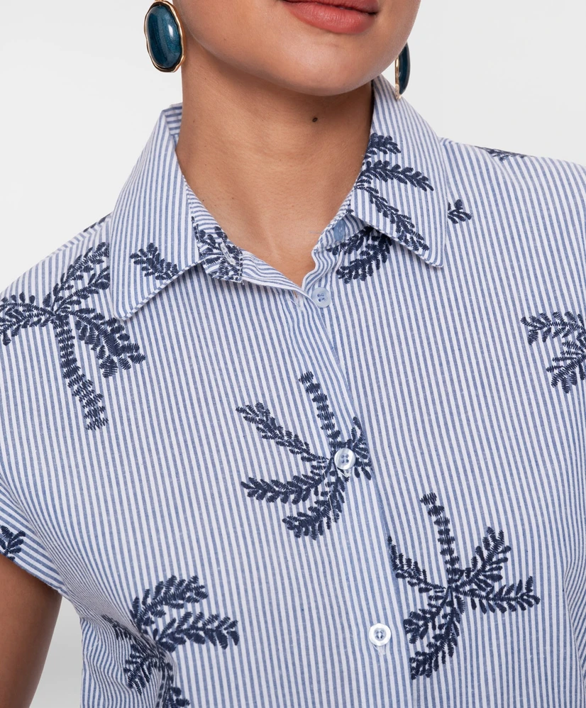Geisha Blouse Stripe Palmbomen