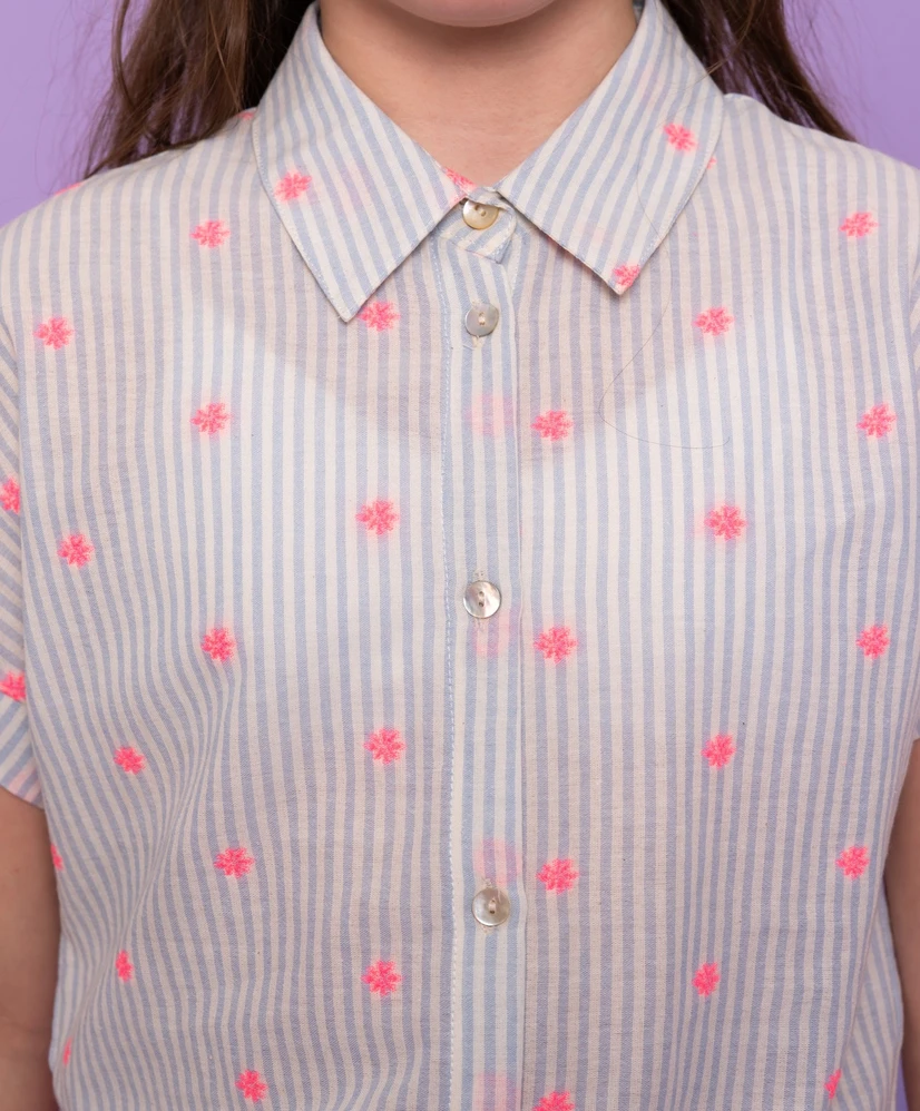 Geisha Girls Blouse Neon Flower