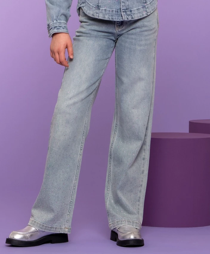 Geisha Girls Jeans Wide Leg Rhinestones