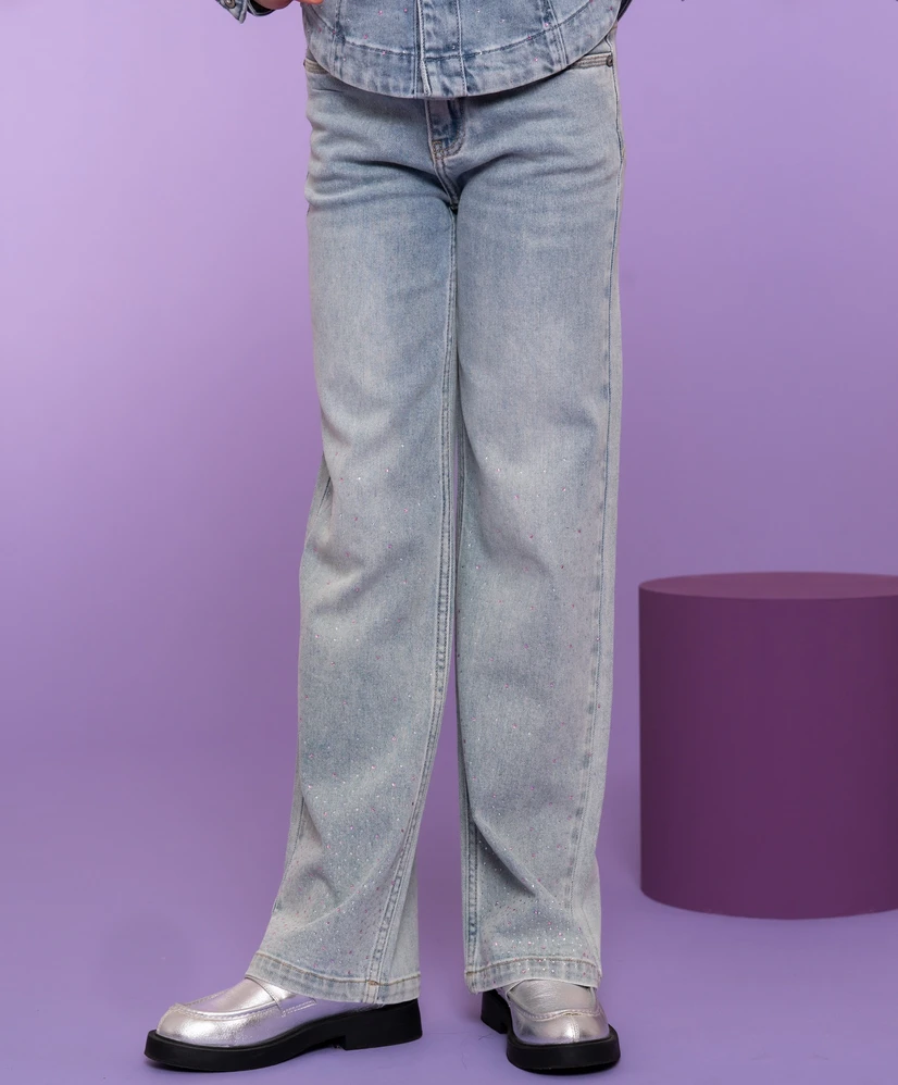 Geisha Girls Jeans Wide Leg Rhinestones