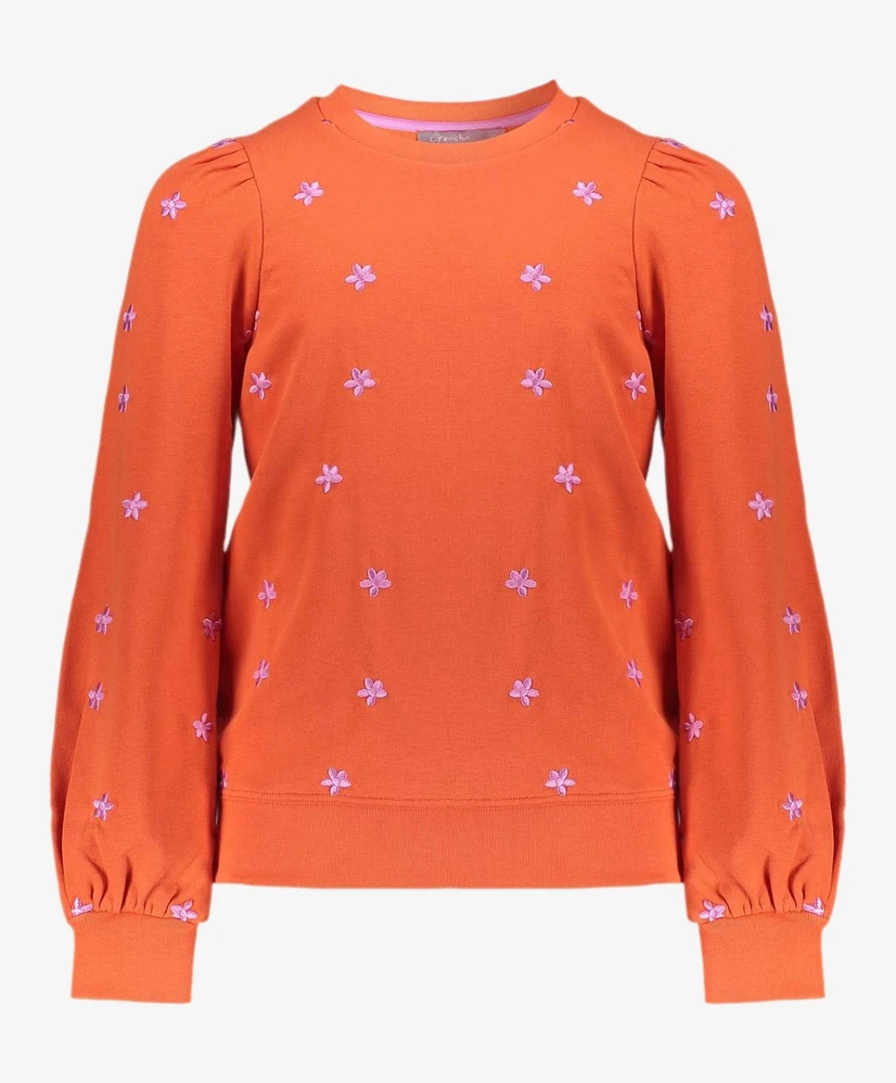 Geisha Girls Sweater Embroiderd Flowers