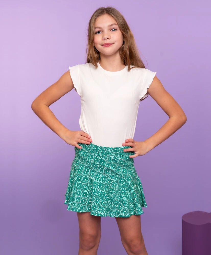 Geisha Girls T-shirt Rib Ruffle Sleeves