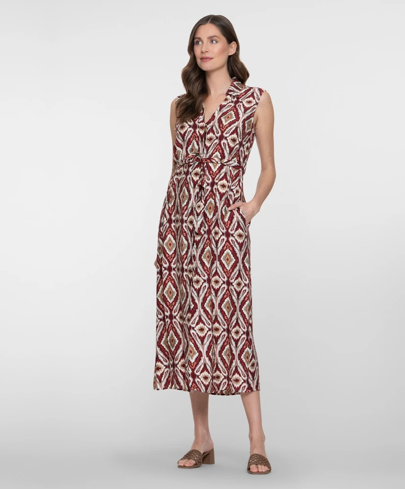Geisha Midi Jurk Allover Aztec Print