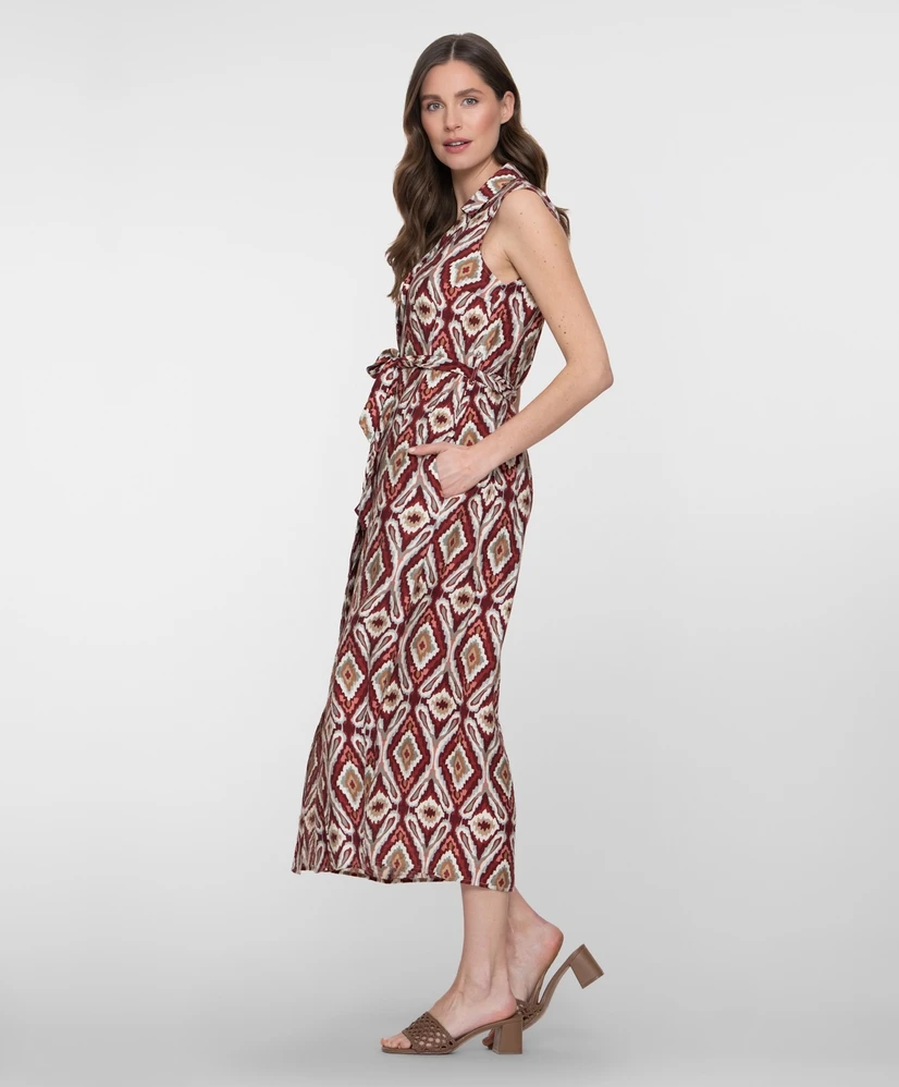 Geisha Midi Jurk Allover Aztec Print