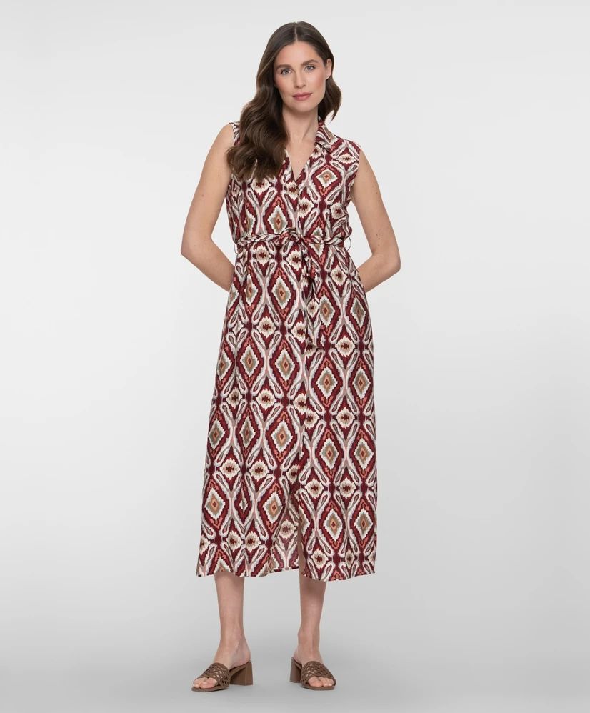 Geisha Midi Jurk Allover Aztec Print