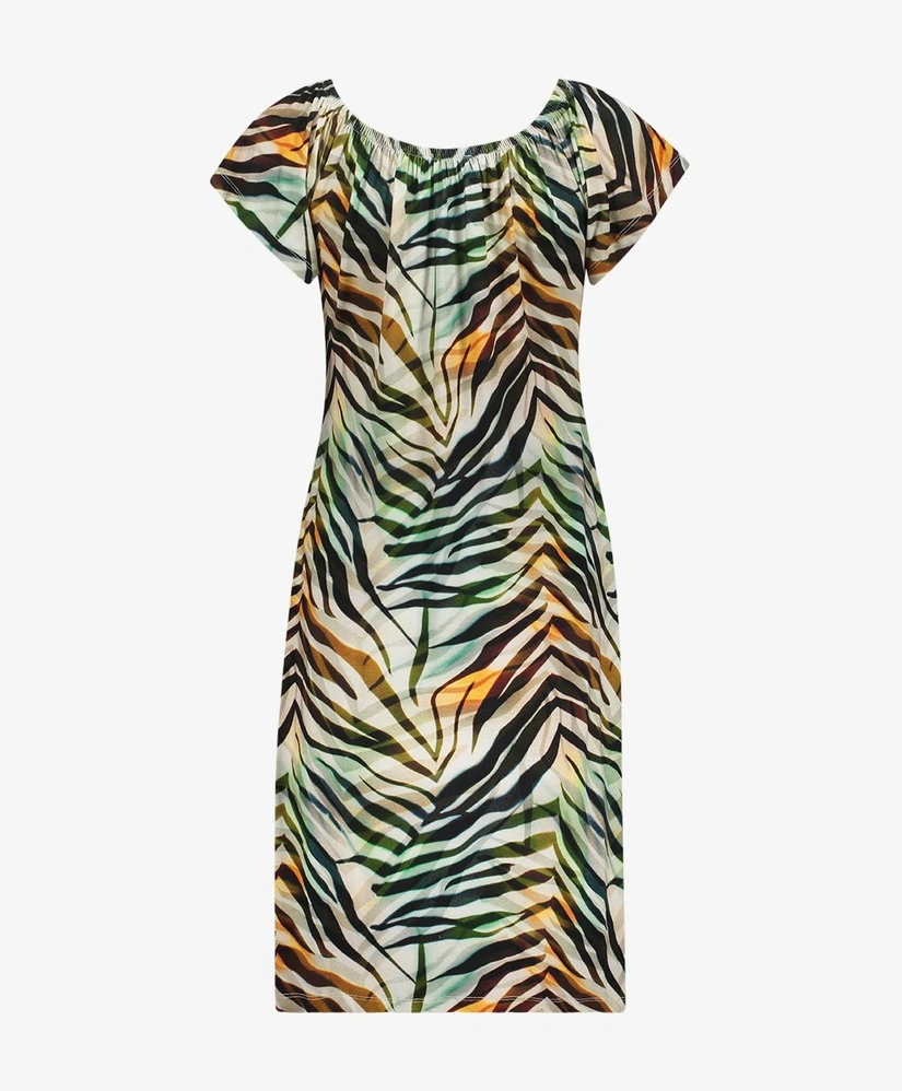 Geisha Midi Jurk Elastic Shoulder
