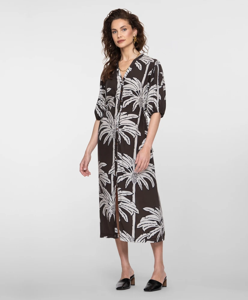 Geisha Midi Jurk Palmtrees
