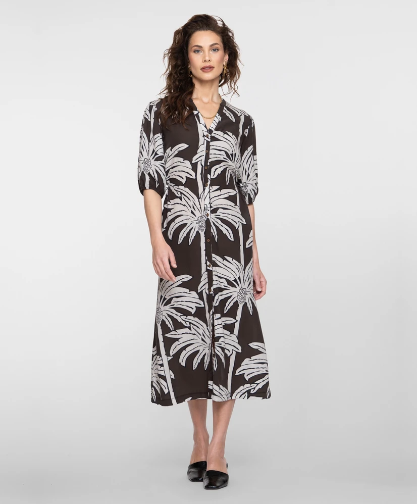 Geisha Midi Jurk Palmtrees