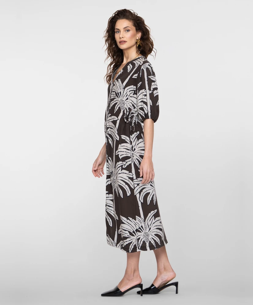 Geisha Midi Jurk Palmtrees