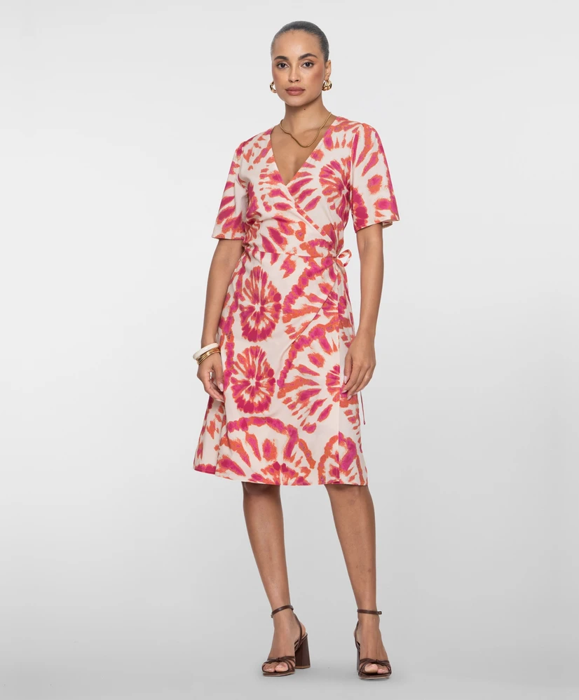 Geisha Midi Omslagjurk Dye Print