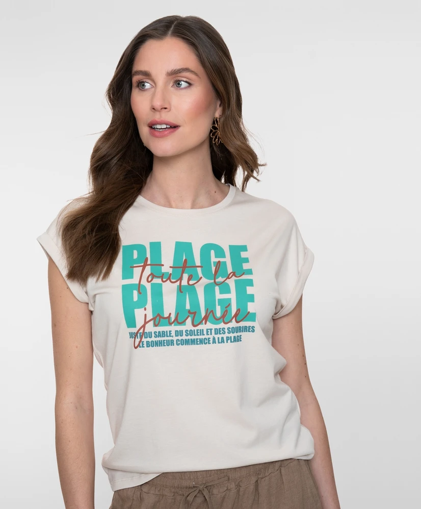 Geisha T-shirt KM T-shirt 'plage plage'