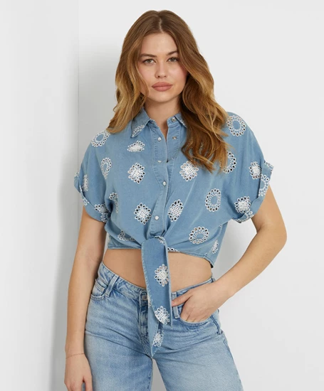 GUESS Cropped Blouse Embroidery