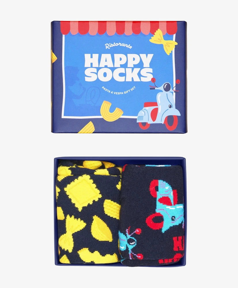 Happy Socks Sokken Pasta & Scooters 2-Pack