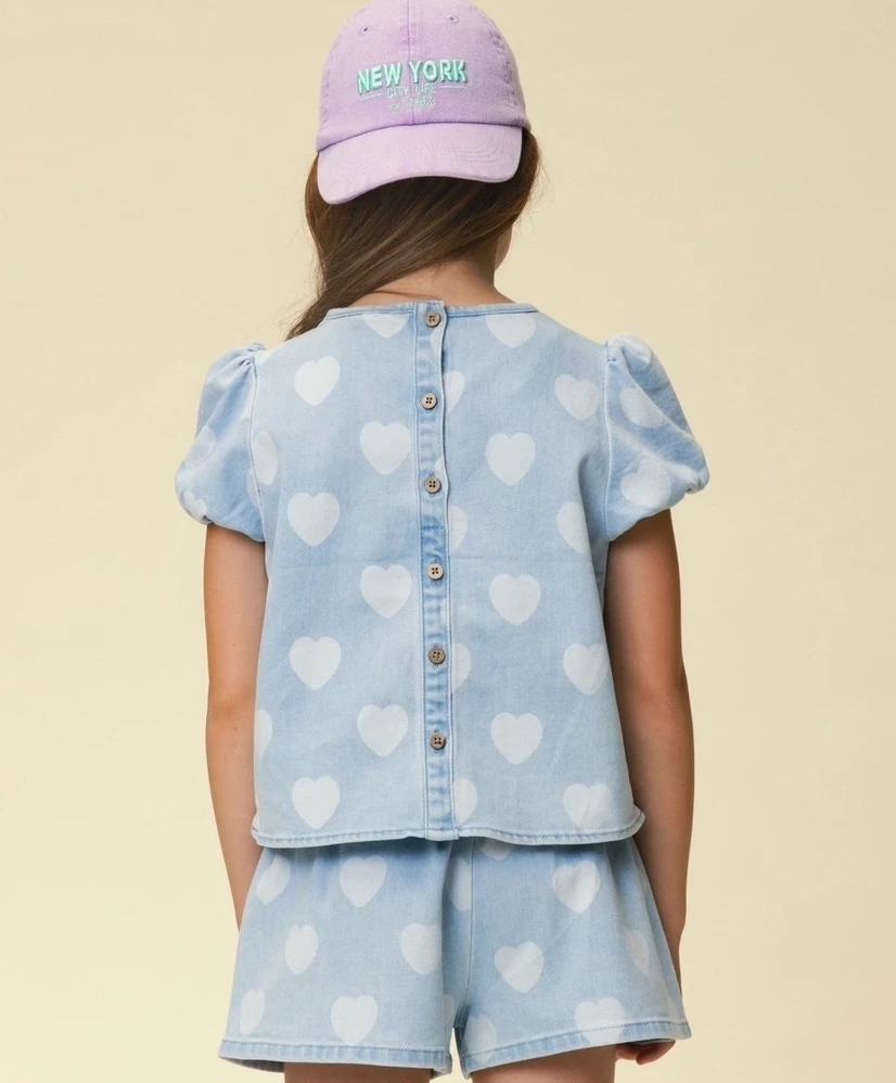 LOOXS Little Blouse Denim Bleach Hearts