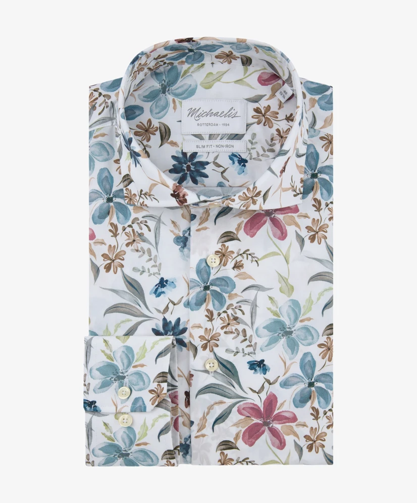 Michaelis Overhemd Bloemenprint Slim Fit