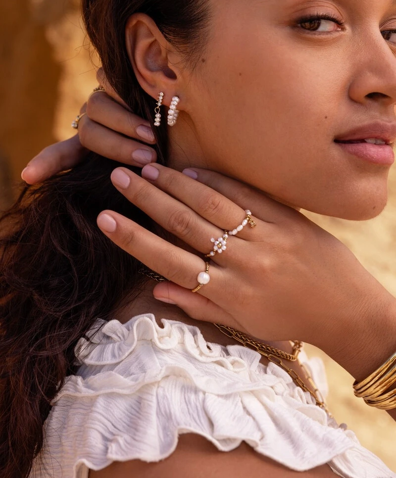My Jewellery Ring Pearls Strass Elastic