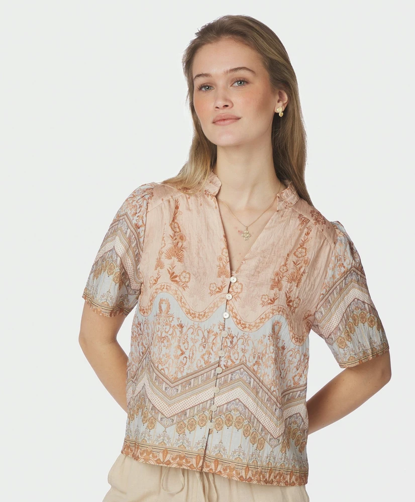 Neo Noir Blouse Torana Flower Border