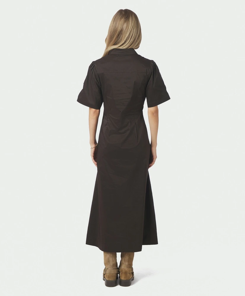 Neo Noir Midi Jurk Baia Poplin