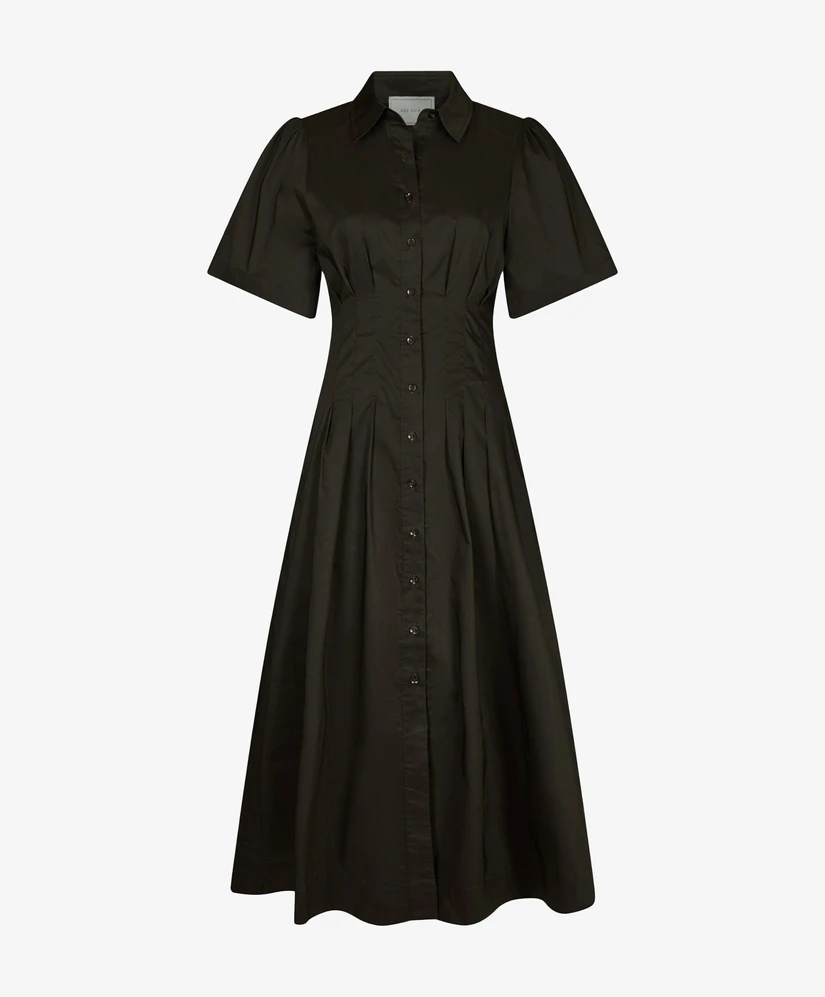 Neo Noir Midi Jurk Baia Poplin
