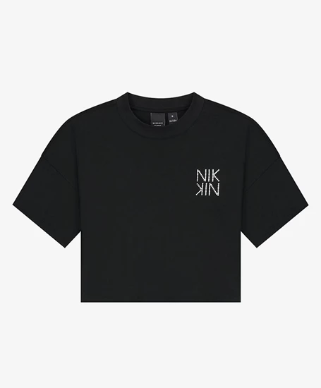 NIK&NIK Cropped T-shirt Strass Logo