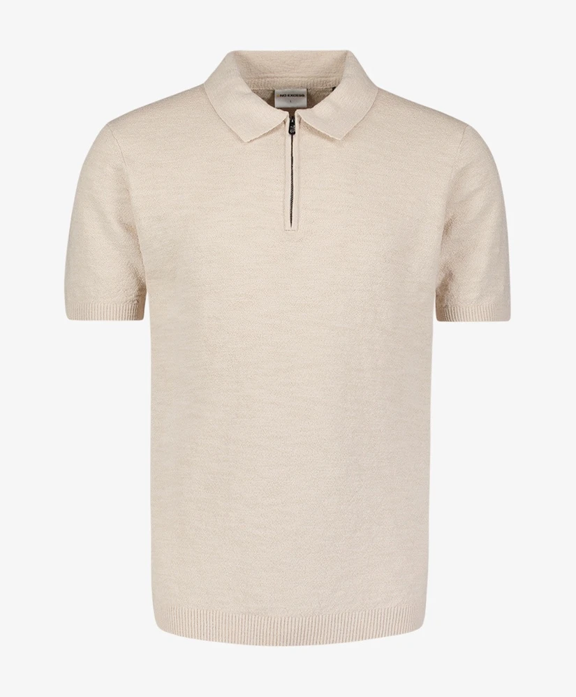 No Excess Half Zip Polo Effen