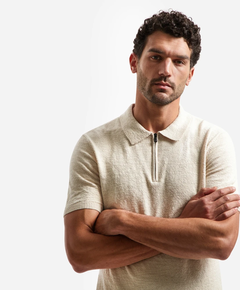 No Excess Half Zip Polo Effen