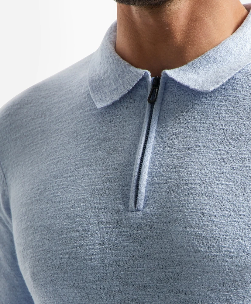 No Excess Half Zip Polo Effen