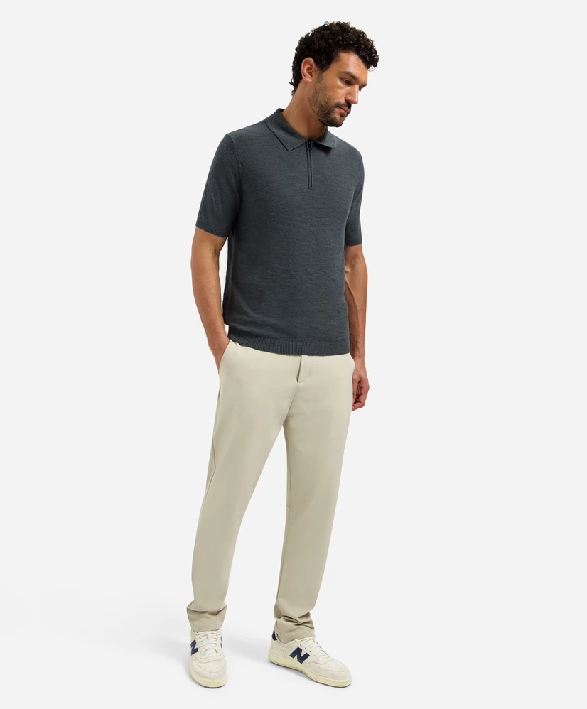 No Excess Half Zip Polo Effen