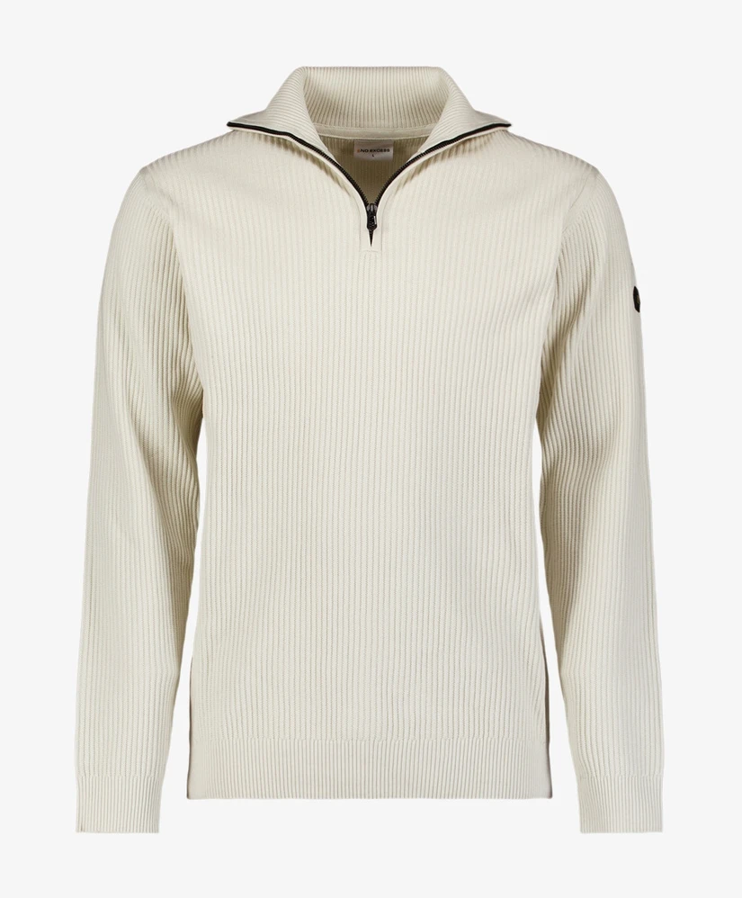 No Excess Half Zip Trui Ribstructuur