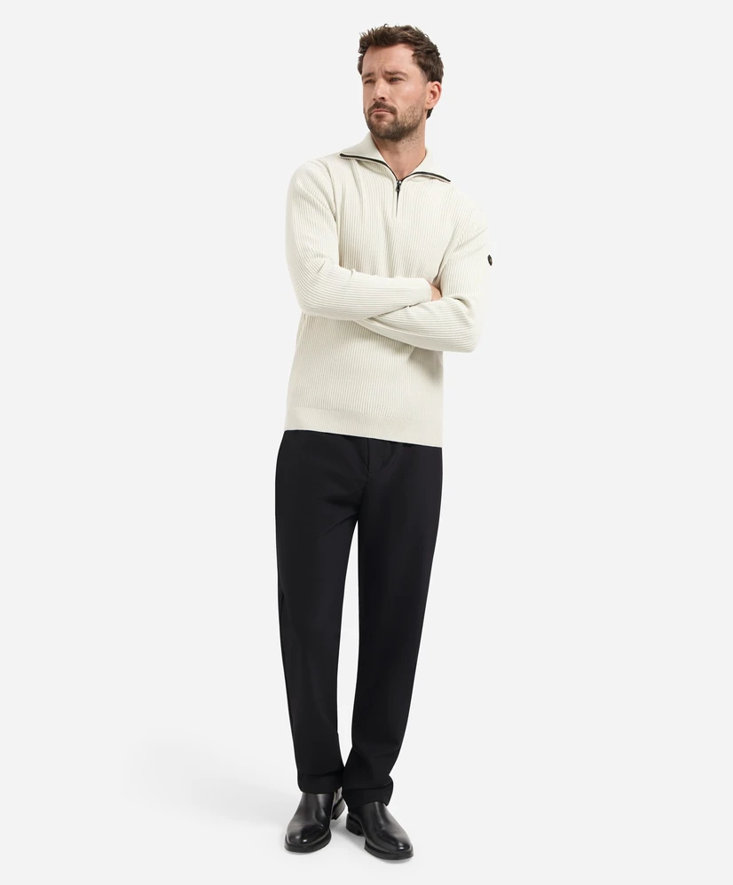 No Excess Half Zip Trui Ribstructuur