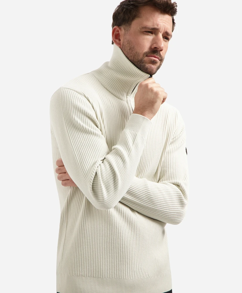 No Excess Half Zip Trui Ribstructuur